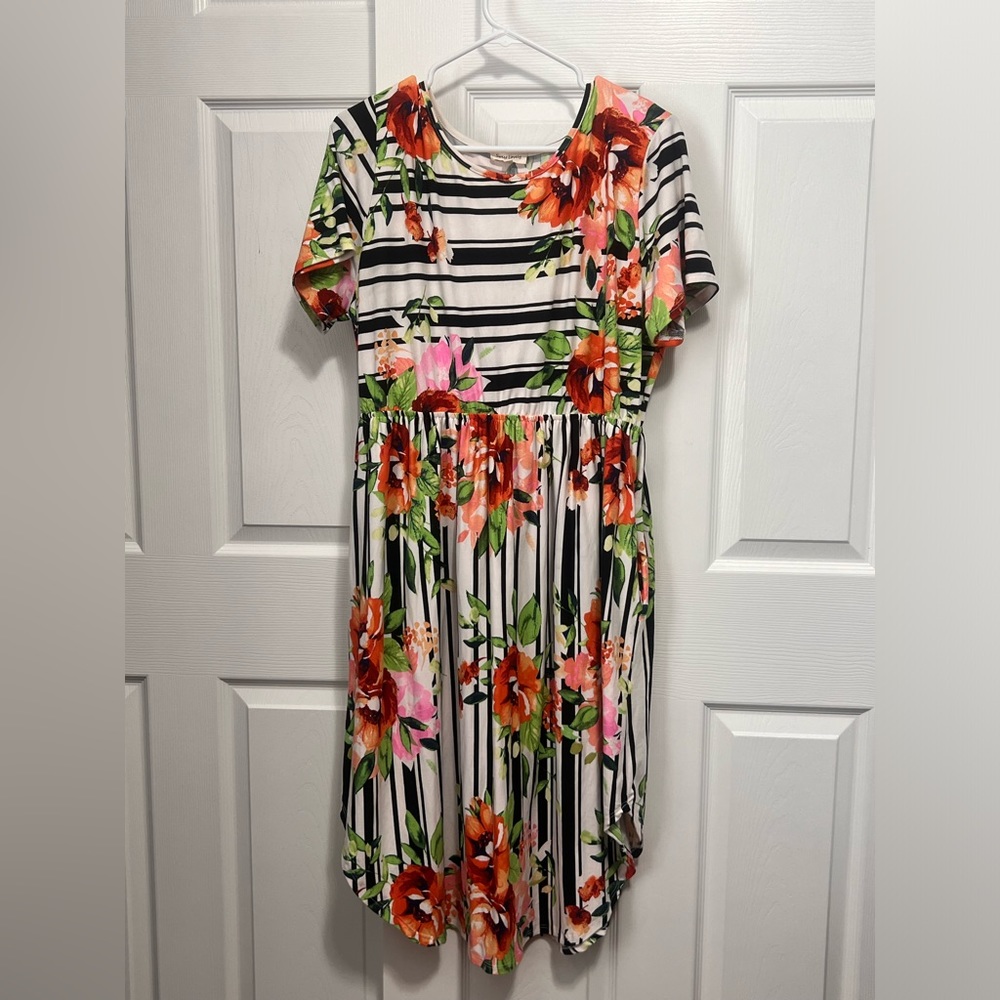 Stripes and Floral Dress